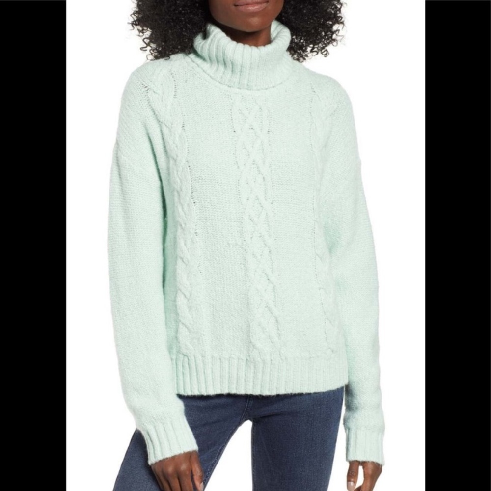 Bp Cozy Cable Knit Loose Turtleneck Cowl Neck Sweater Size Medium
